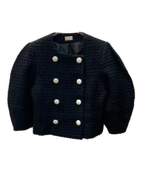 cygne（シーニュ）cygne (シーニュ) cygne シーニュ　レザーボタンツイードジャケット ブラック サイズ:1の古着・服飾アイテム