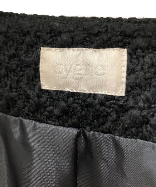 cygne（シーニュ）cygne (シーニュ) cygne シーニュ　レザーボタンツイードジャケット ブラック サイズ:1の古着・服飾アイテム
