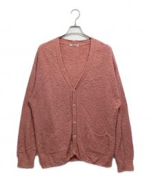 AURALEE（オーラリー）の古着「COTTON LINEN CUT SHAGGY KNIT CARDIGAN」｜ピンク
