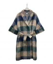 PESERICO（ペゼリコ）の古着「ハーフスリーブ チェックシャギーコート」｜マルチカラー
