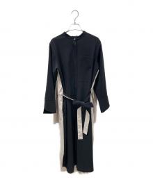 ADORE（アドーア）の古着「バイカラージョーゼットロングブラウス」｜ブラック×ベージュ