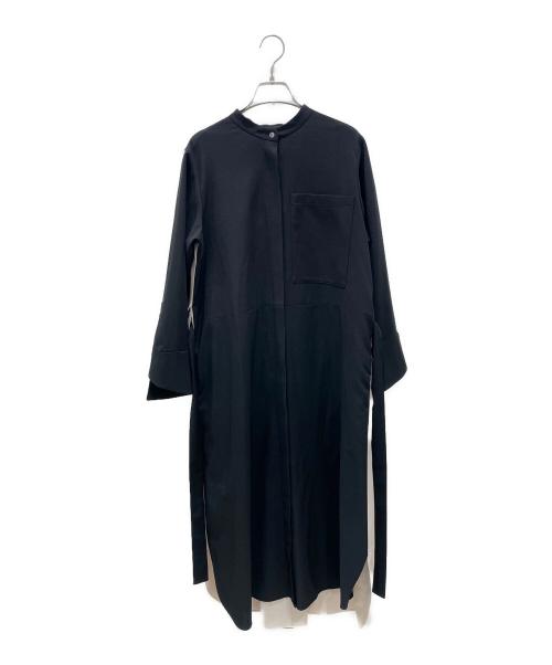 ADORE（アドーア）ADORE (アドーア) バイカラージョーゼットロングブラウス ブラック×ベージュ サイズ:38の古着・服飾アイテム