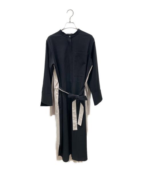 ADORE（アドーア）ADORE (アドーア) バイカラージョーゼットロングブラウス ブラック×ベージュ サイズ:38の古着・服飾アイテム