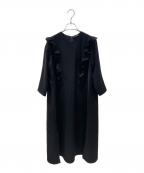 YOKO CHANヨーコチャン）の古着「ロングスリーブフロントフリルラインドレス」｜ブラック