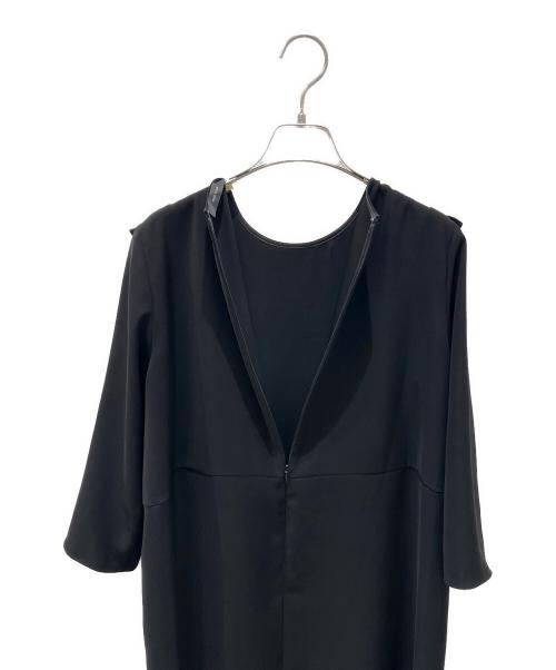 YOKO CHAN（ヨーコチャン）YOKO CHAN (ヨーコチャン) ロングスリーブフロントフリルラインドレス ブラック サイズ:40の古着・服飾アイテム