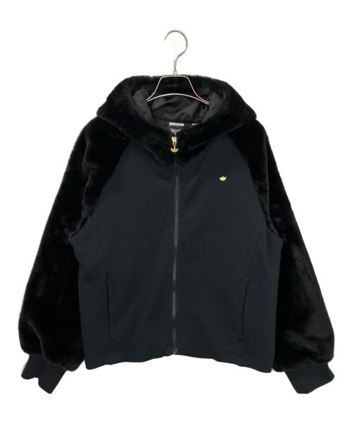 adidas（アディダス）adidas (アディダス) FAKEFUR ZIPHOOD ブラック サイズ:Mの古着・服飾アイテム