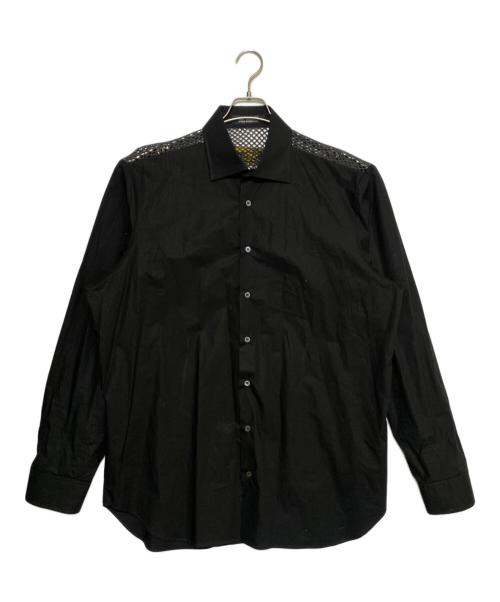 RAF SIMONS（ラフシモンズ）RAF SIMONS (ラフシモンズ) Classic shirt with net insert ブラック サイズ:48の古着・服飾アイテム