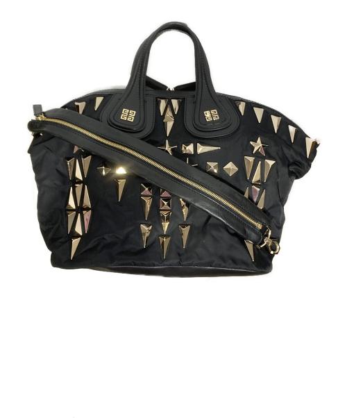 GIVENCHY（ジバンシィ）GIVENCHY (ジバンシィ) ナイチンゲール ナイロン レザー スタッズ 2WAYバッグ ブラックの古着・服飾アイテム