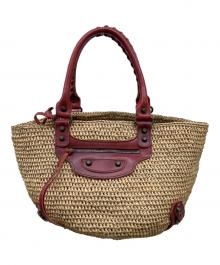 BALENCIAGA（バレンシアガ）の古着「ラフィアバッグ」｜レッド×ベージュ