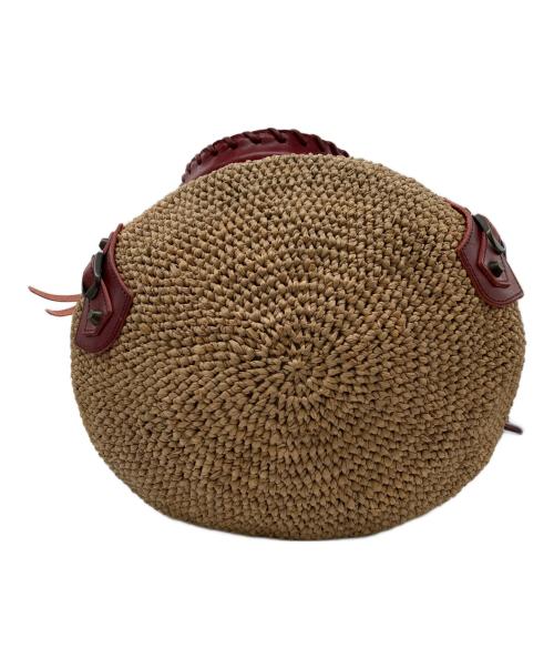 BALENCIAGA（バレンシアガ）BALENCIAGA (バレンシアガ) ラフィアバッグ レッド×ベージュの古着・服飾アイテム