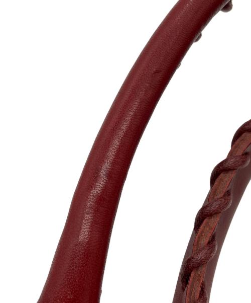 BALENCIAGA（バレンシアガ）BALENCIAGA (バレンシアガ) ラフィアバッグ レッド×ベージュの古着・服飾アイテム