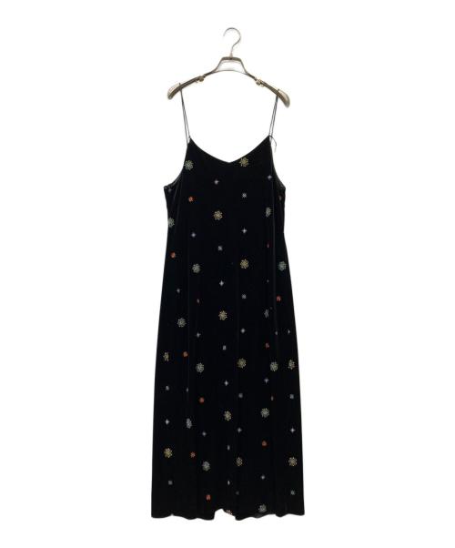 Ameri（アメリ）Ameri (アメリ) GLITTER EMBROIDERY VELOUR LONG TOP ブラック サイズ:Mの古着・服飾アイテム