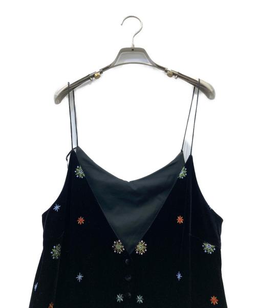 Ameri（アメリ）Ameri (アメリ) GLITTER EMBROIDERY VELOUR LONG TOP ブラック サイズ:Mの古着・服飾アイテム