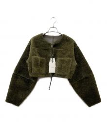 Ameri（アメリ）の古着「BOA COLLARLESS REVERSIBLE SHORT JACKET」｜カーキ