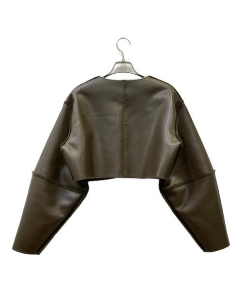 Ameri（アメリ）Ameri (アメリ) BOA COLLARLESS REVERSIBLE SHORT JACKET カーキ サイズ:SIZE S 未使用品の古着・服飾アイテム