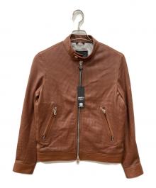 EMMETI（エンメティ）の古着「アッカクラシカパンチングライダースジャケット」｜ブラウン