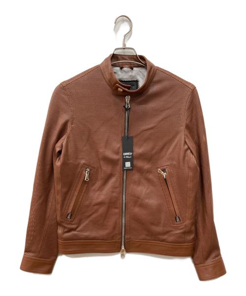 EMMETI（エンメティ）EMMETI (エンメティ) アッカクラシカパンチングライダースジャケット ブラウン サイズ:44 未使用品の古着・服飾アイテム