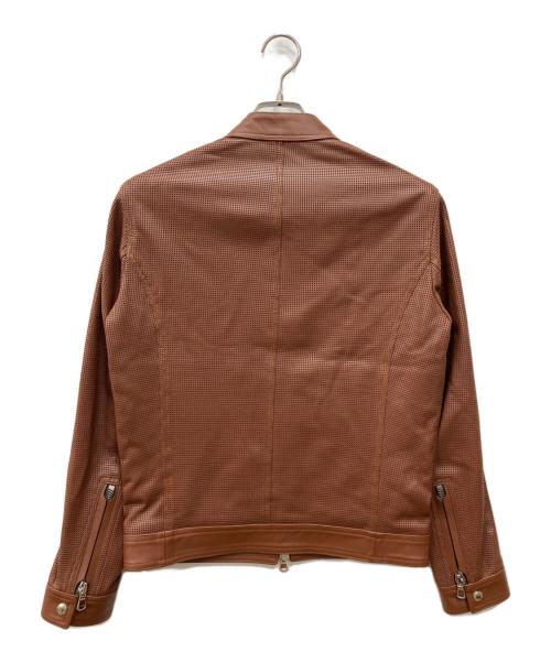 EMMETI（エンメティ）EMMETI (エンメティ) アッカクラシカパンチングライダースジャケット ブラウン サイズ:44 未使用品の古着・服飾アイテム