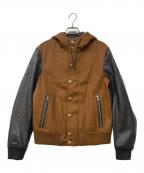 EMMETIエンメティ）の古着「URBINO ラムスキン×ウールカシミヤ異素材コンビボンバージャケット」｜ブラウン