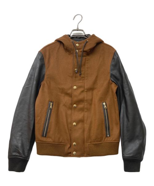 EMMETI（エンメティ）EMMETI (エンメティ) URBINO ラムスキン×ウールカシミヤ異素材コンビボンバージャケット ブラウン サイズ:44の古着・服飾アイテム