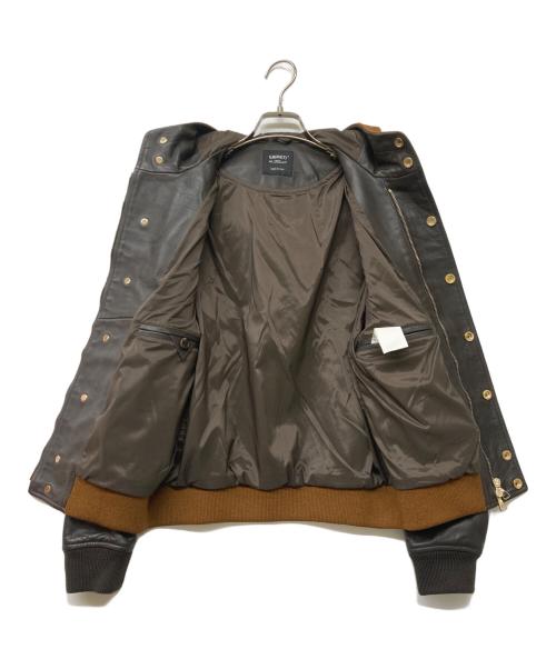 EMMETI（エンメティ）EMMETI (エンメティ) URBINO ラムスキン×ウールカシミヤ異素材コンビボンバージャケット ブラウン サイズ:44の古着・服飾アイテム