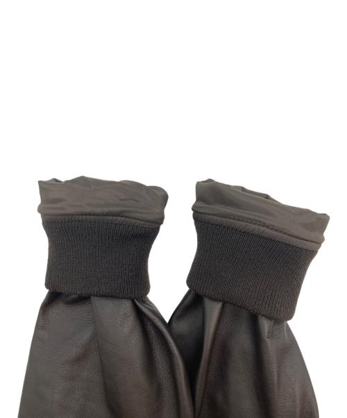 EMMETI（エンメティ）EMMETI (エンメティ) URBINO ラムスキン×ウールカシミヤ異素材コンビボンバージャケット ブラウン サイズ:44の古着・服飾アイテム