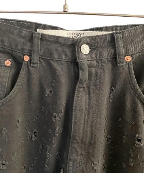 MM6 Maison Margiela（エムエムシックスメゾンマルジェラ）MM6 Maison Margiela (エムエムシックスメゾンマルジェラ) ダメージデニムパンツ ブラック サイズ:30の古着・服飾アイテム