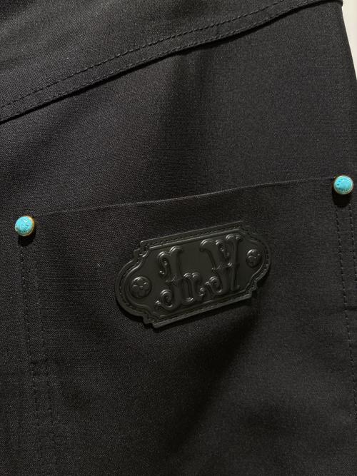 LOUIS VUITTON（ルイ ヴィトン）LOUIS VUITTON (ルイ ヴィトン) ターコイズ装飾テーラードウールワークダブルニーロングパンツ ブラック サイズ:48の古着・服飾アイテム