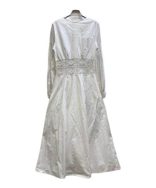 sara mallika（サラマリカ）sara mallika (サラマリカ) Cotton Lace Tuck Flare Dress ホワイト サイズ:Mの古着・服飾アイテム