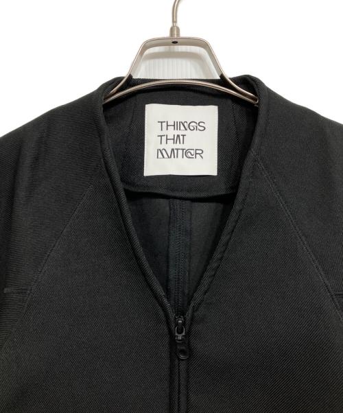THINGS THAT MATTER（シングスザットマター）THINGS THAT MATTER (シングスザットマター) DOUBLE KNIT V-NECK JACKET ブラック サイズ:Freeの古着・服飾アイテム