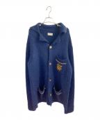 BED J.W. FORDベッドフォード）の古着「C-open collar チェーンニットパジャマシャツ」｜ネイビー