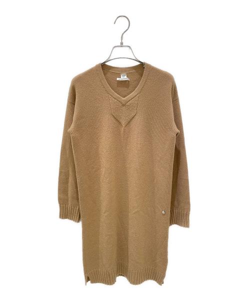 HERMES（エルメス）HERMES (エルメス) Hロゴ金具カシミヤニットワンピース キャメル サイズ:34の古着・服飾アイテム