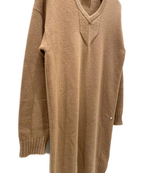 HERMES（エルメス）HERMES (エルメス) Hロゴ金具カシミヤニットワンピース キャメル サイズ:34の古着・服飾アイテム