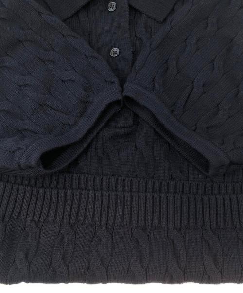 THE TOE（ザ・トゥー）THE TOE (ザ・トゥー) Herald Short Sleeve Polo Knit ネイビー サイズ:Mの古着・服飾アイテム