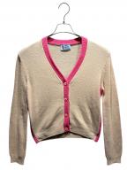 PRADAプラダ）の古着「ウールカシミヤVネックカーディガン」｜ベージュ×ピンク