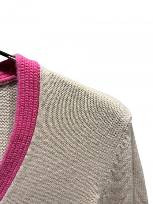 PRADA（プラダ）PRADA (プラダ) ウールカシミヤVネックカーディガン ベージュ×ピンク サイズ:38の古着・服飾アイテム