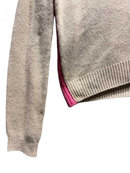 PRADA（プラダ）PRADA (プラダ) ウールカシミヤVネックカーディガン ベージュ×ピンク サイズ:38の古着・服飾アイテム