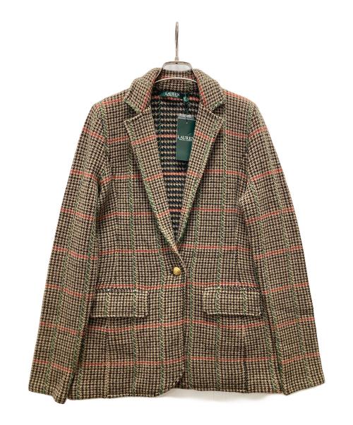 LAUREN RALPH LAUREN（ローレンラルフローレン）LAUREN RALPH LAUREN (ローレンラルフローレン) 金釦チェックテーラードジャケット ブラウン サイズ:M 未使用品の古着・服飾アイテム