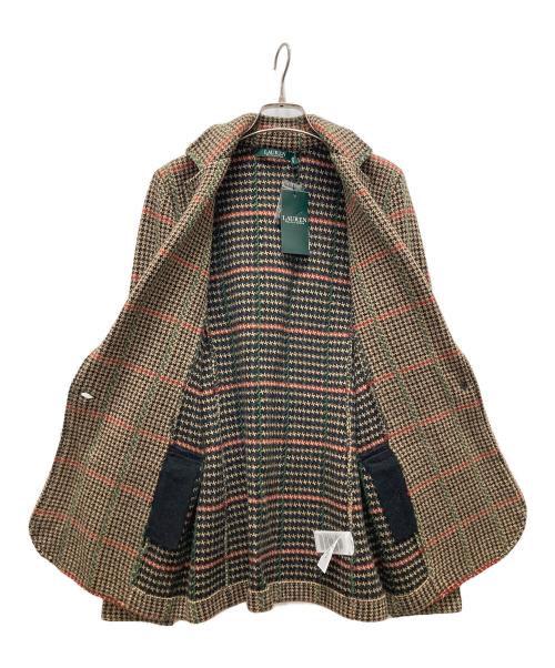 LAUREN RALPH LAUREN（ローレンラルフローレン）LAUREN RALPH LAUREN (ローレンラルフローレン) 金釦チェックテーラードジャケット ブラウン サイズ:M 未使用品の古着・服飾アイテム