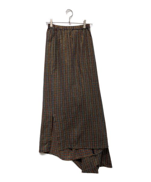 JUNYA WATANABE COMME des GARCONS（(ジュンヤワタナベ コムデギャルソン）JUNYA WATANABE COMME des GARCONS ((ジュンヤワタナベ コムデギャルソン) ドレープラメチェックスカート　AD1996　JS-100030 ブラック サイズ:Freeの古着・服飾アイテム