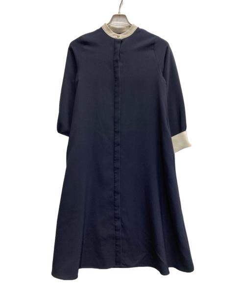 SHIPS any（シップスエニィ）SHIPS any (シップスエニィ) ダブルクロス Aライン シャツワンピース ネイビー サイズ:FREEの古着・服飾アイテム
