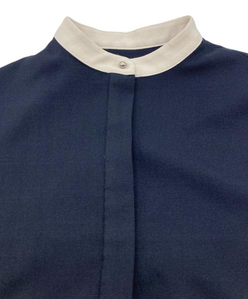 SHIPS any（シップスエニィ）SHIPS any (シップスエニィ) ダブルクロス Aライン シャツワンピース ネイビー サイズ:FREEの古着・服飾アイテム
