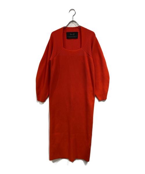 Room no.8（ルームエイト）Room no.8 (ルームエイト) ROYAL RIB SQUARE/N DRESS オレンジ サイズ:Freeの古着・服飾アイテム