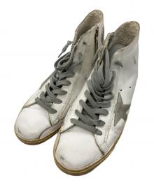 FRANCY GOLDEN GOOSE（FRANCY GOLDEN GOOSE）の古着「ダメージ加工ハイカットスニーカー　ビンテージ仕上げ」｜ホワイト