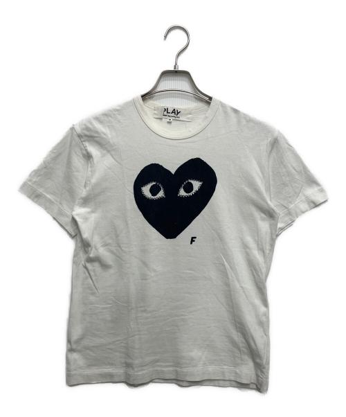 PLAY COMME des GARCONS（プレイコムデギャルソン）PLAY COMME des GARCONS (プレイコムデギャルソン) ハートプリントラインストーンTシャツ ホワイト サイズ:Mの古着・服飾アイテム