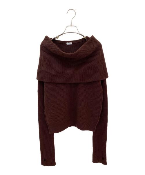 COLUMN（コラム）COLUMN (コラム) カシミヤ混スヌード付きニット ブラウン サイズ:Fの古着・服飾アイテム