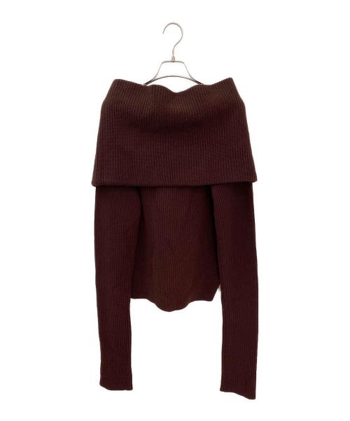COLUMN（コラム）COLUMN (コラム) カシミヤ混スヌード付きニット ブラウン サイズ:Fの古着・服飾アイテム