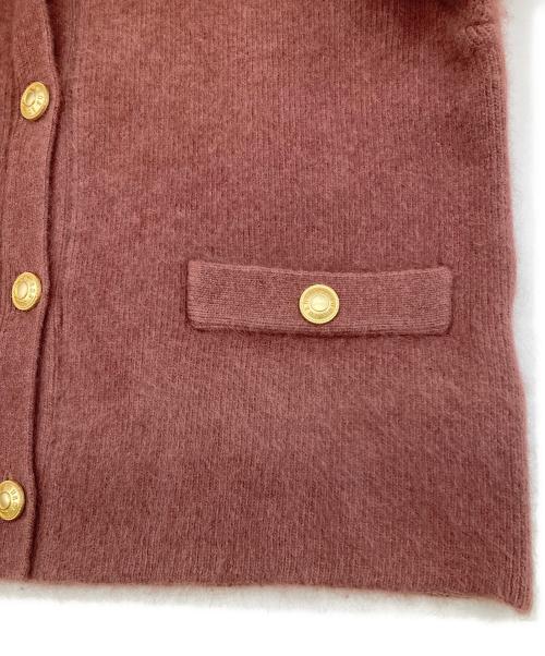 anuans（アニュアンス）anuans (アニュアンス) ラクーンブレンドノーカラーニットジャケット ピンク サイズ:Freeの古着・服飾アイテム