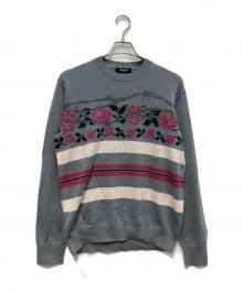 UNDERCOVER（アンダーカバー）の古着「ROSEWIRE CREW KNIT　21SS」｜グレー×ピンク
