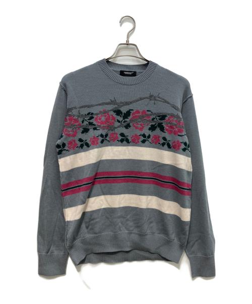 UNDERCOVER（アンダーカバー）UNDERCOVER (アンダーカバー) ROSEWIRE CREW KNIT　21SS グレー×ピンク サイズ:2の古着・服飾アイテム